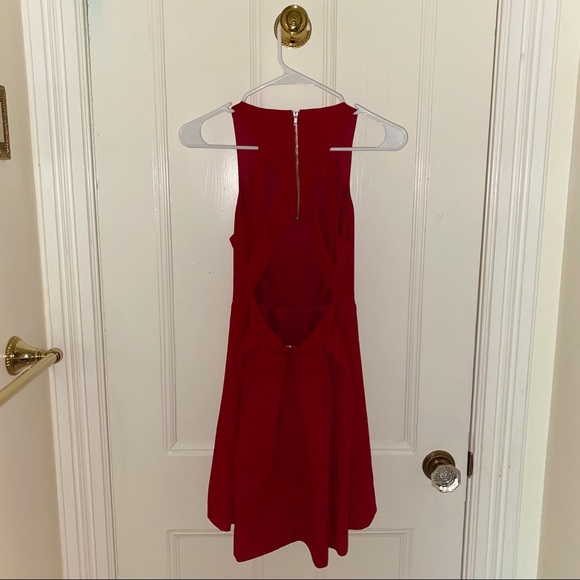 Lulu’s Fit Flare Red Pleated Cutout Mini Dress XS - Picture 5 of 5